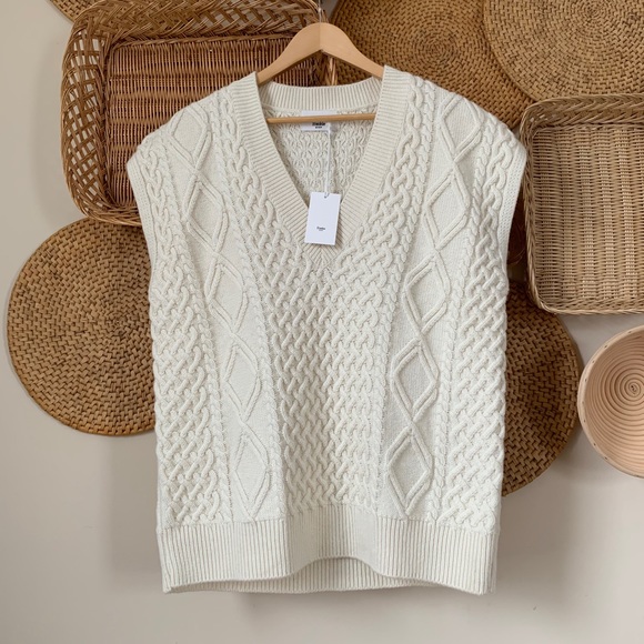 Cream Cable Knit Sweater Vest 